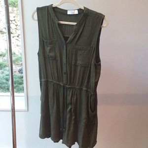 Green button up jumpsuit with pockets